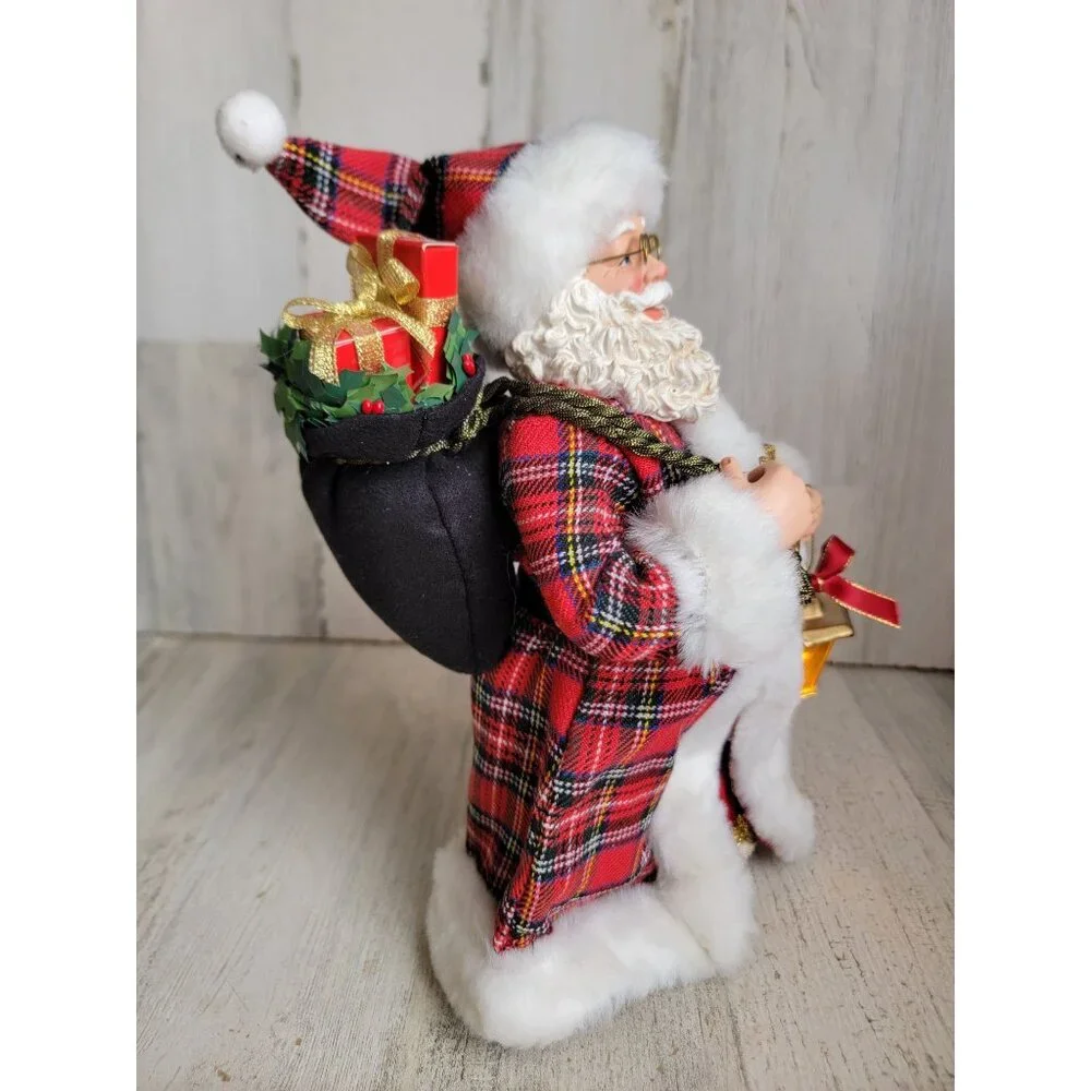 Possible dreams plaid tidings RARE clothtique lantern Santa Claus toy sack‎ Xmas
